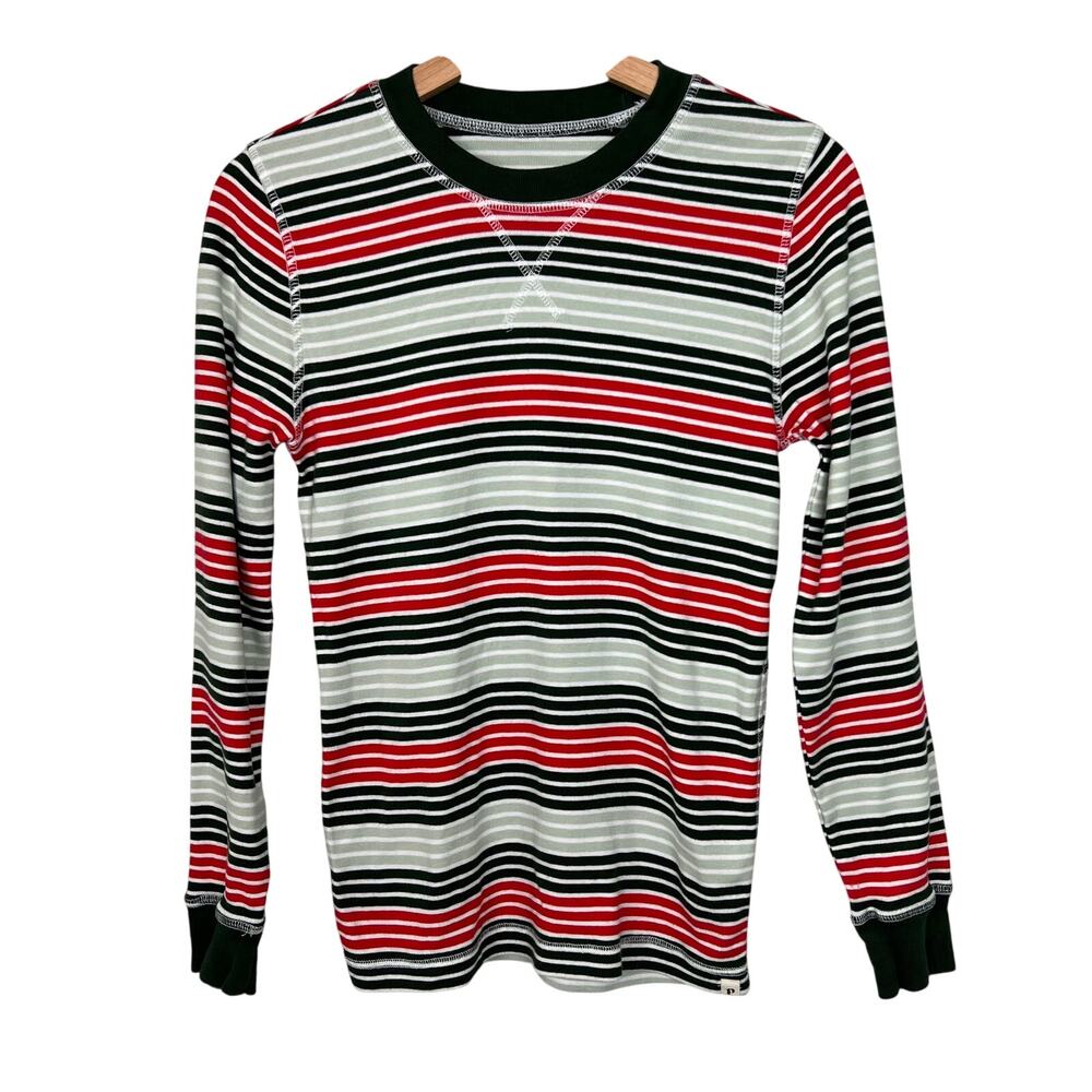Pact Unisex XS Long Sleeve Organic‎ Cotton Long Sleeve Tee Flurry Stripe PJ Top